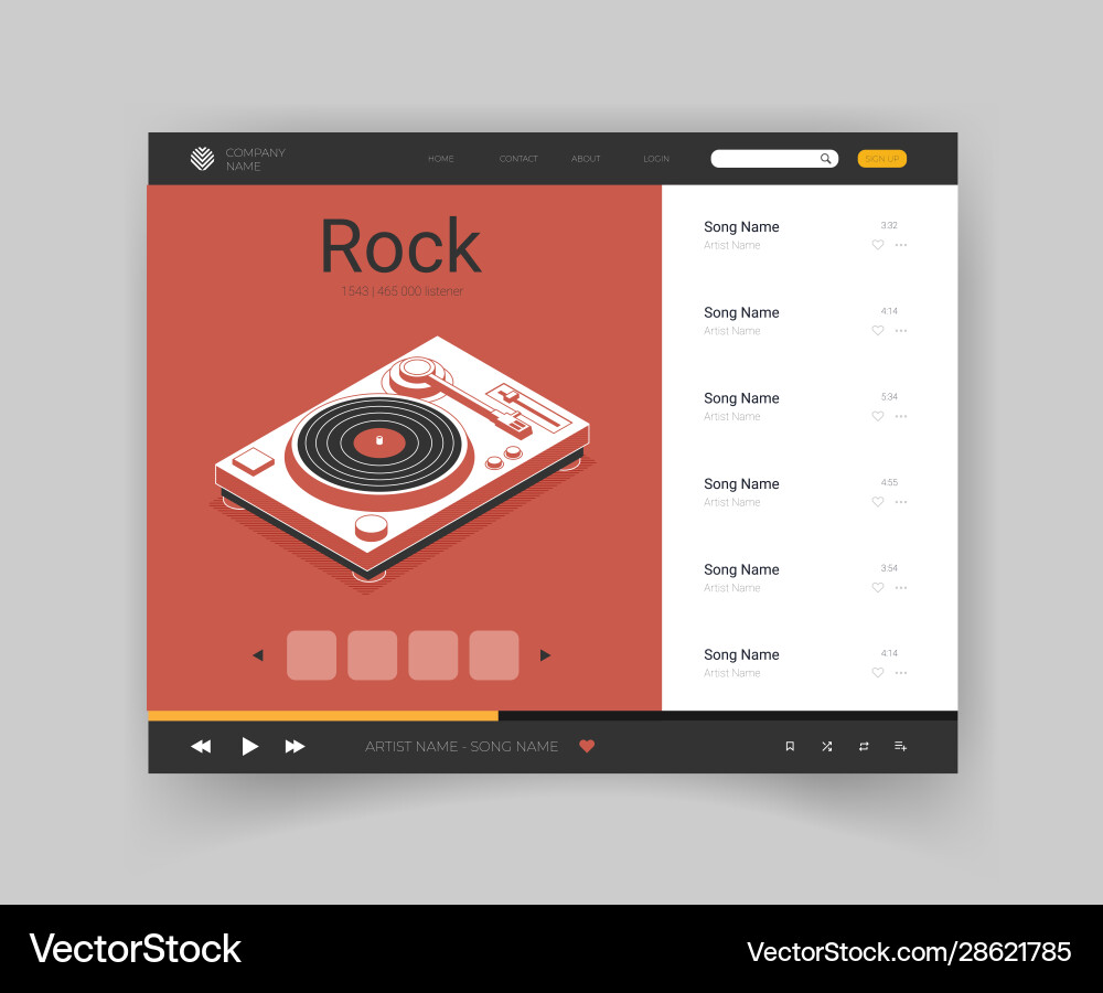 Application interface music player Royalty Free Vector Image