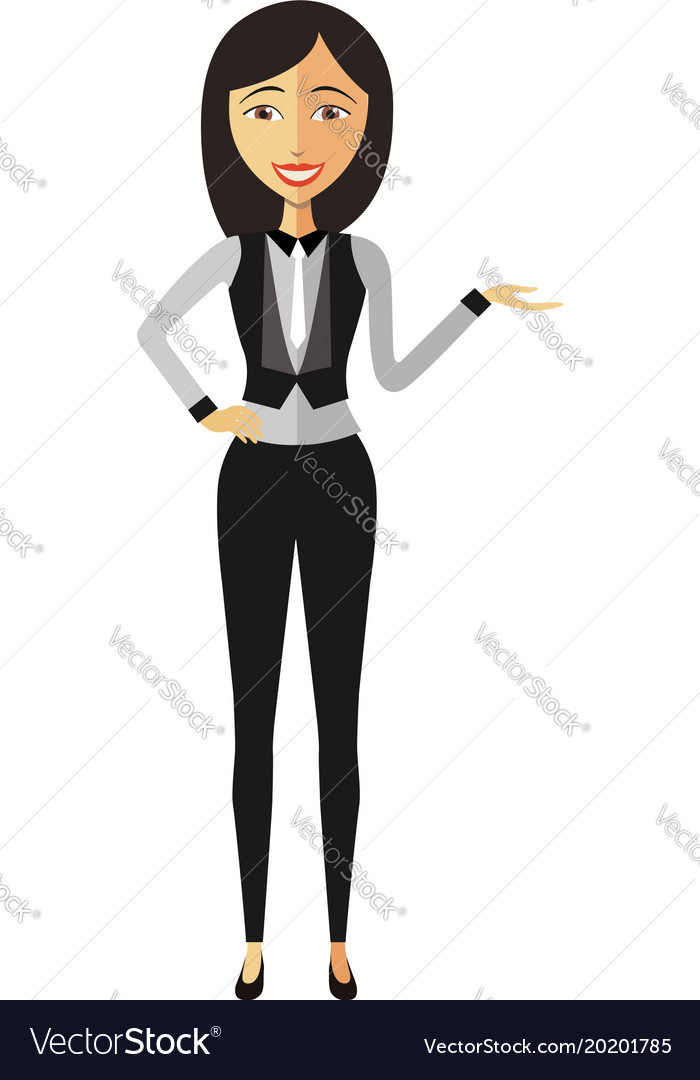 Asian business woman presents something Royalty Free Vector