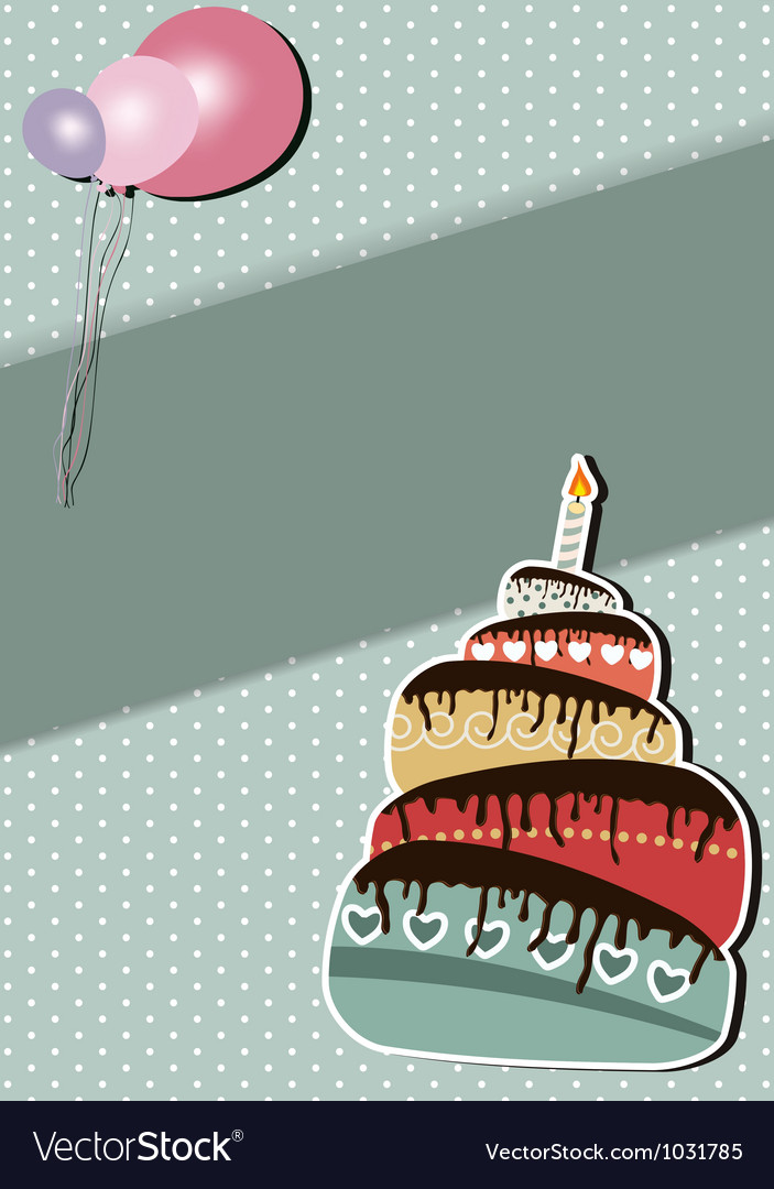 Birthday card with cake and balloons Royalty Free Vector