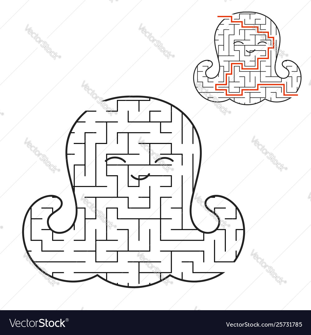 black labyrinth cute baby octopus kids worksheets vector image