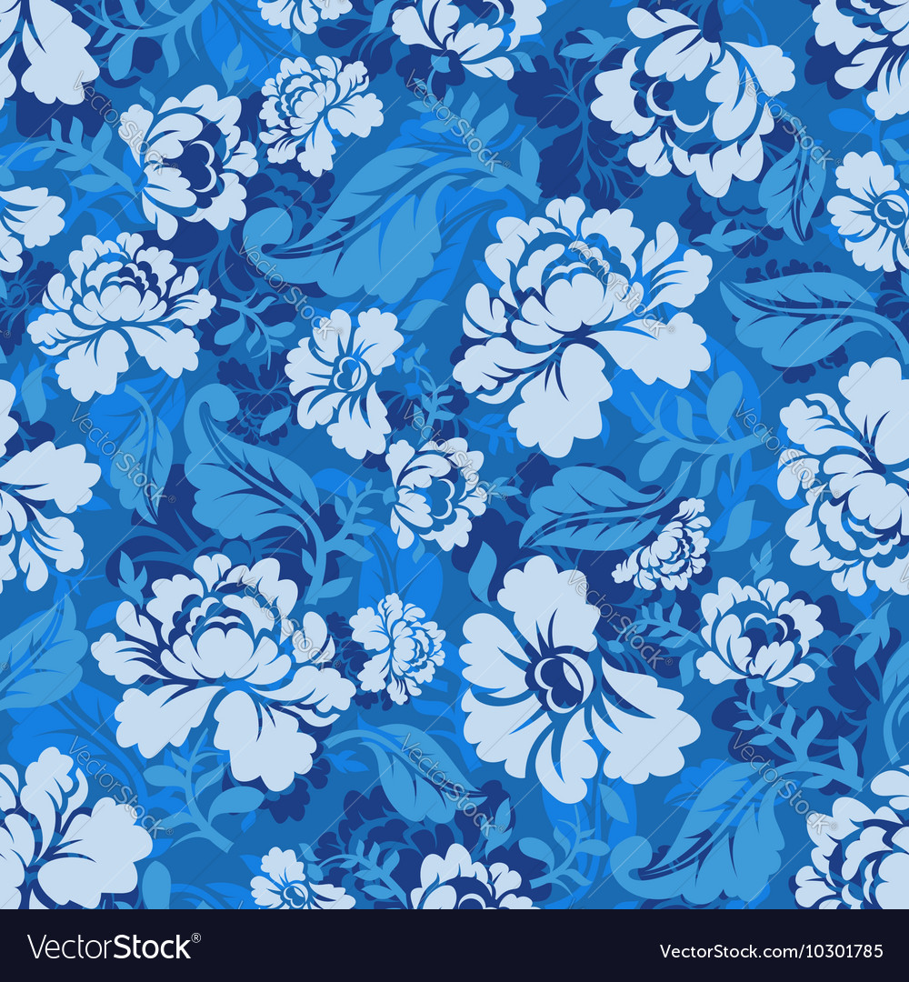 Blue Rose seamless pattern Retro floral texture Vector Image