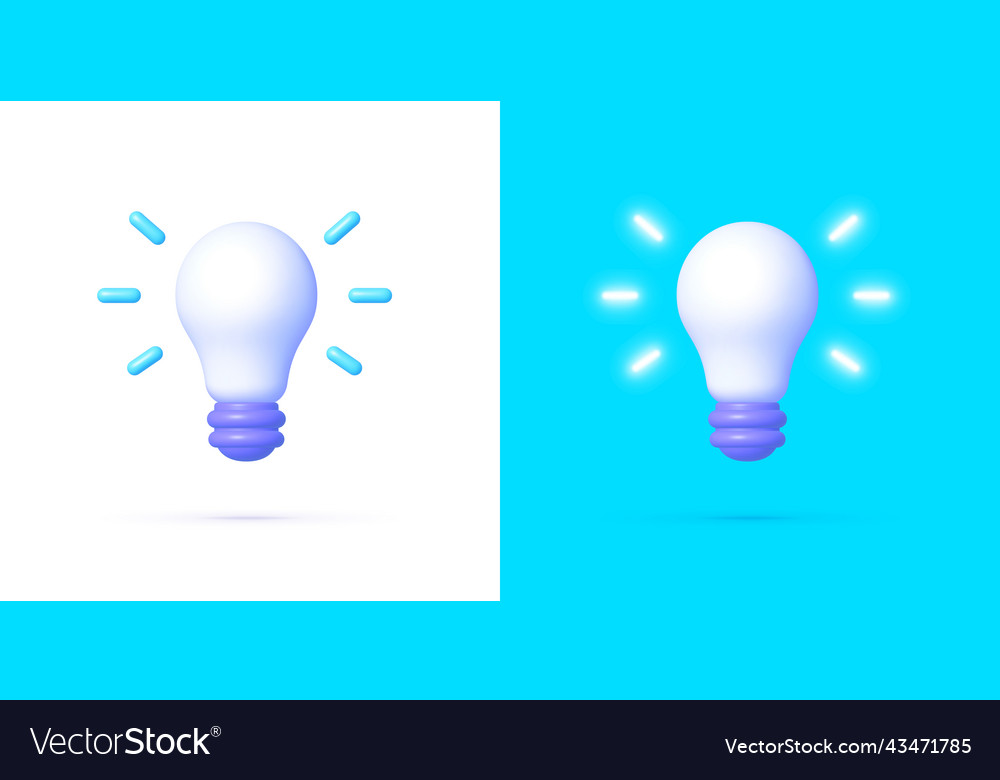 Bulb in 3d neon style business icon vector image Bulb in 3d neon style business icon