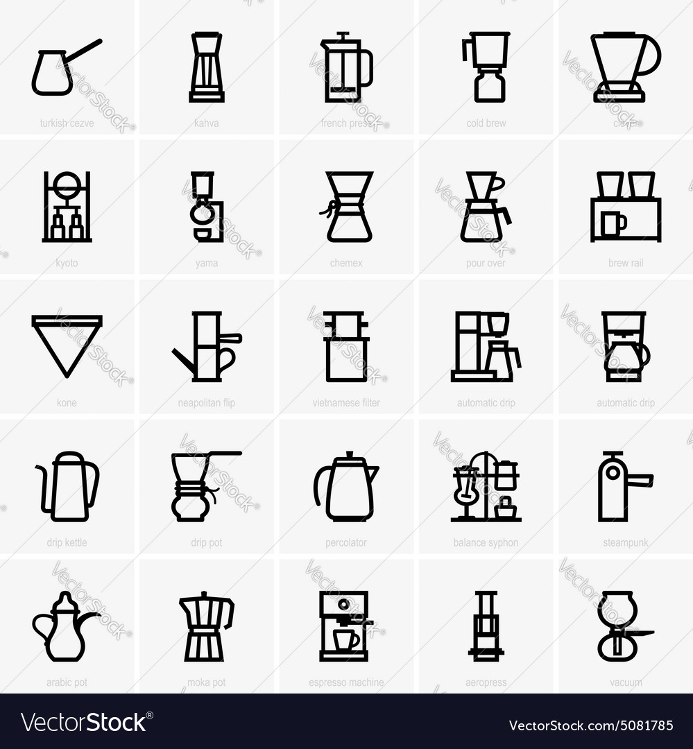 Download Coffee maker icons Royalty Free Vector Image - VectorStock