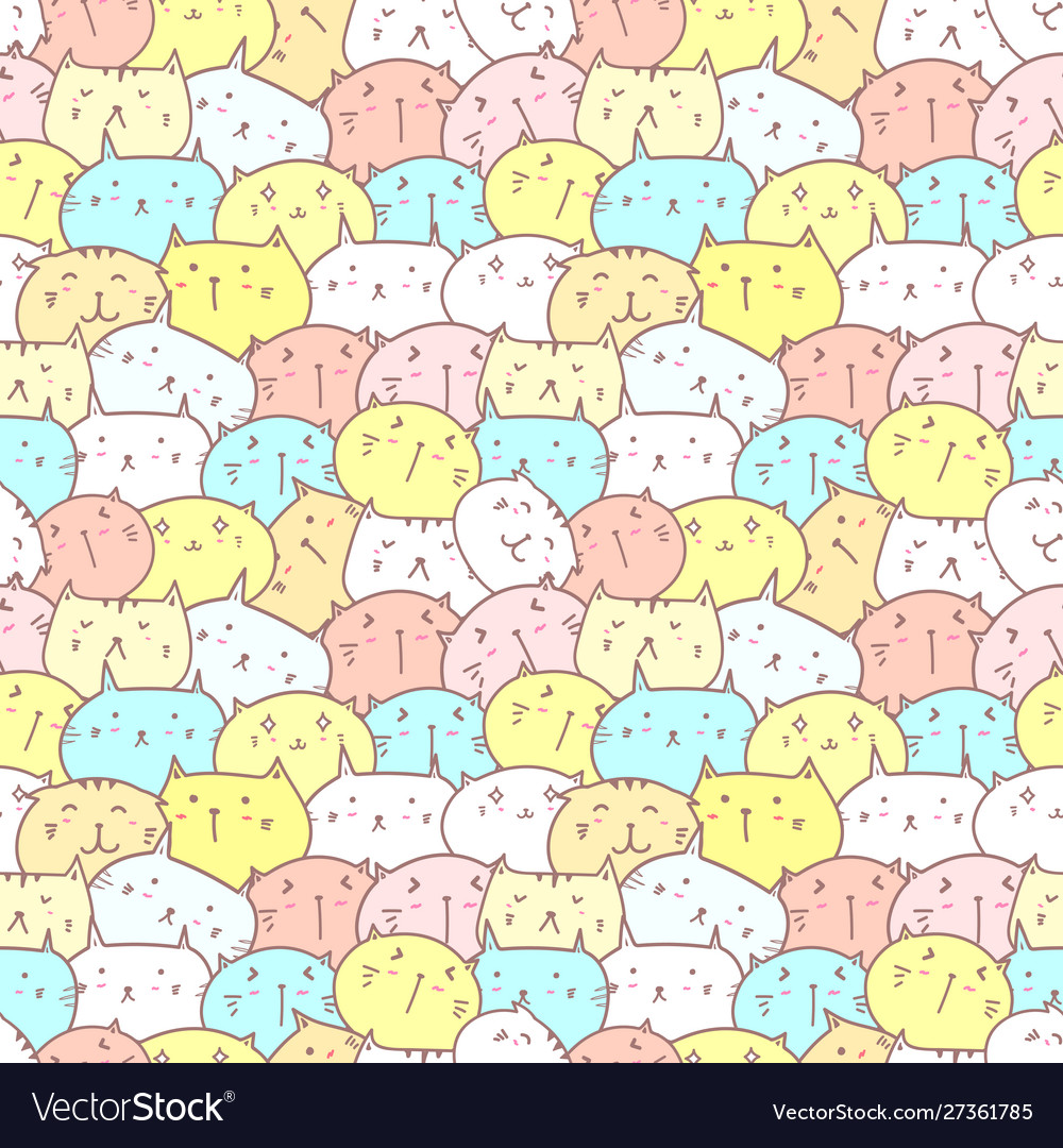 Cute cat seamless pattern background Royalty Free Vector