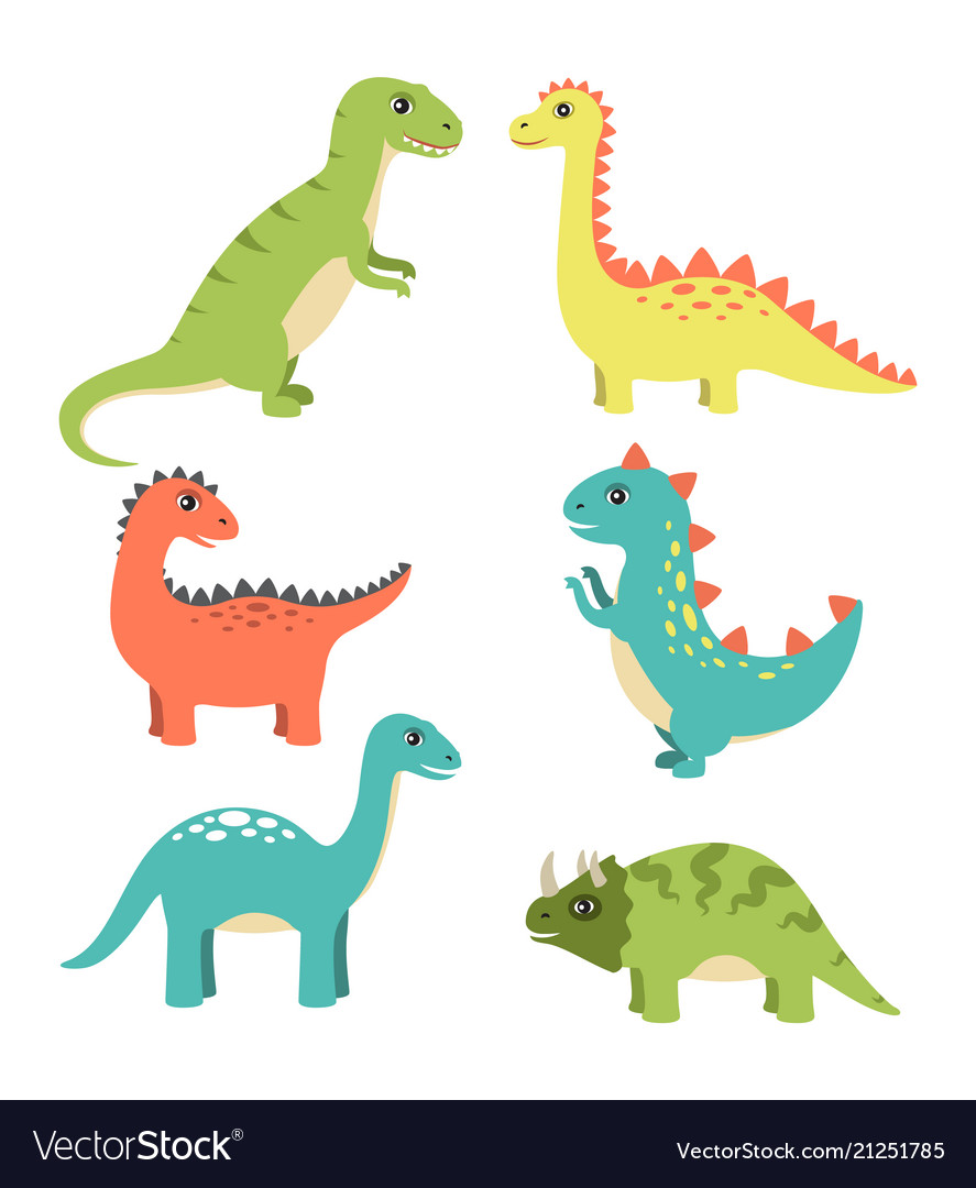 Dinosaurs Types Collection Royalty Free Vector Image