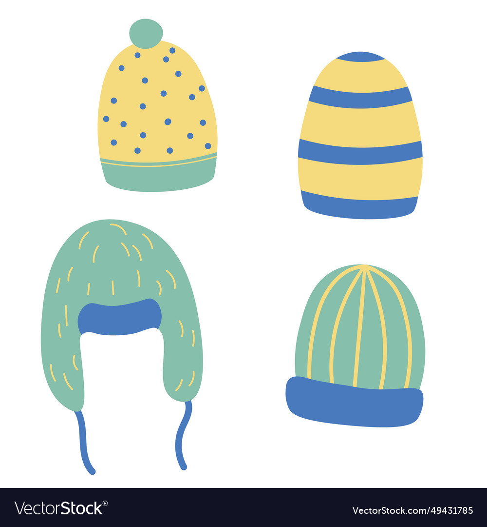 Hats warm accessories hand drawn Royalty Free Vector Image