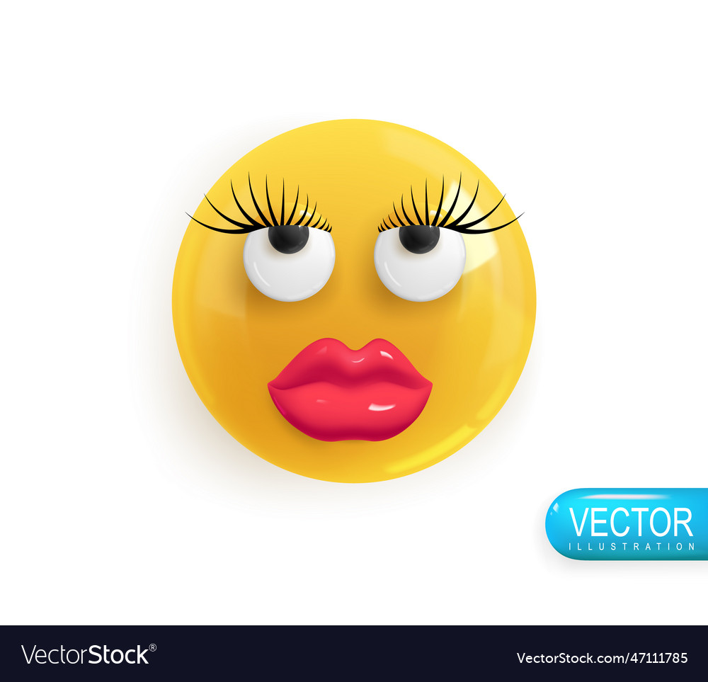 Realistic 3d icon emoji face render of yellow Vector Image