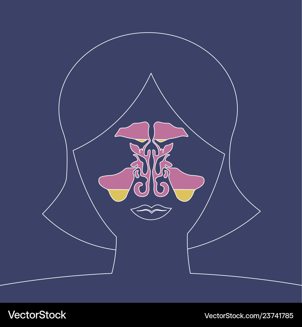 Sinusitis disease nose sinus anatomy human Vector Image