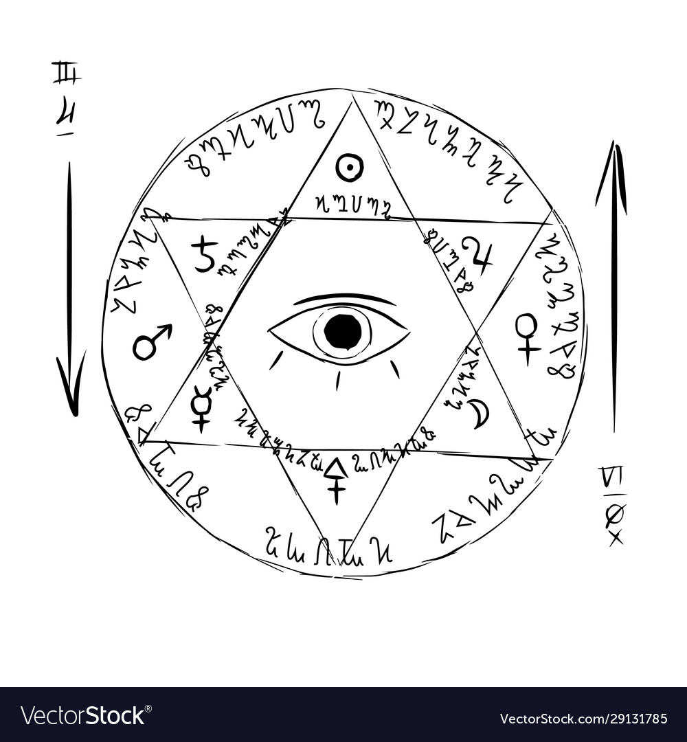 six-pointed-star-with-all-seeing-eye-pentagram-vector-image