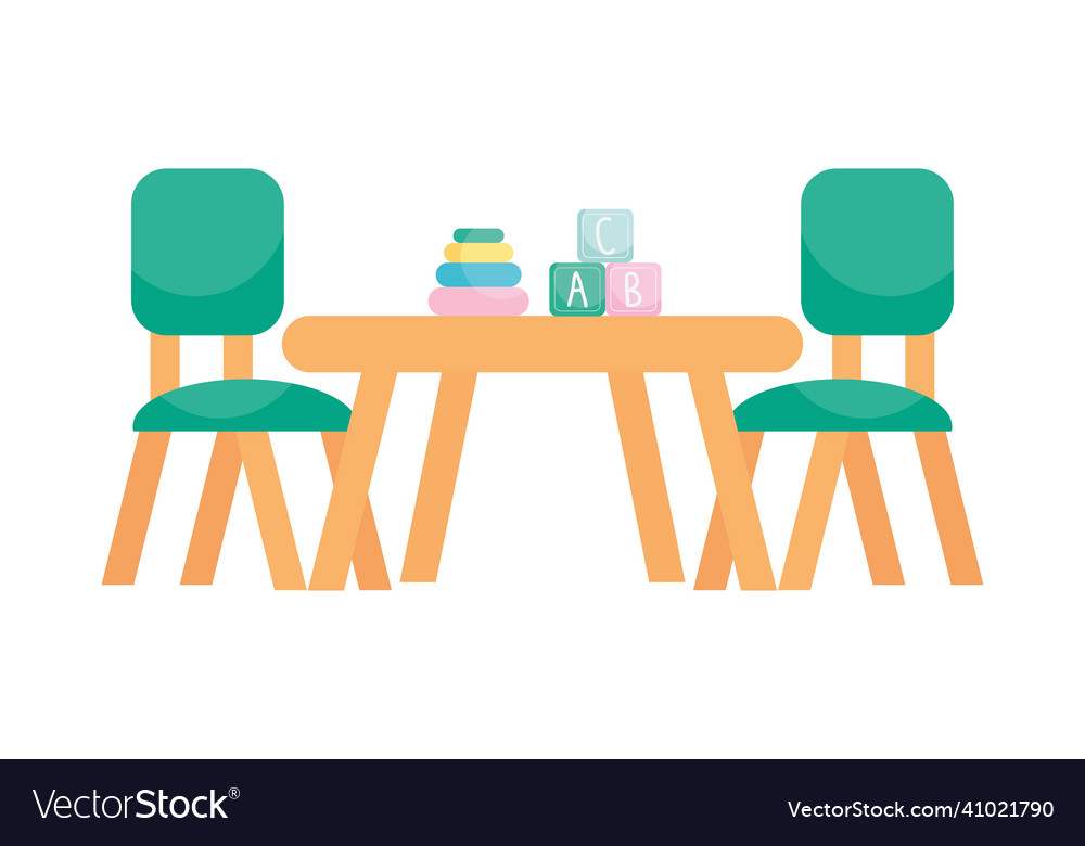 Baby table with toys Royalty Free Vector Image