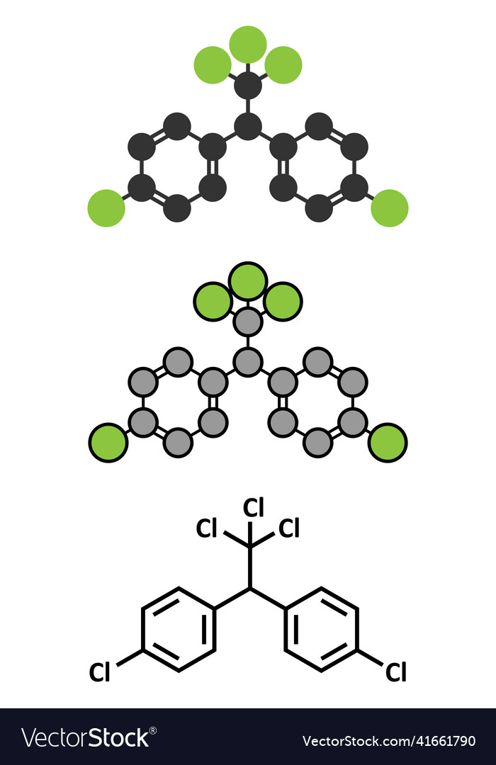 Ddt dichlorodiphenyltrichloroethane molecule Vector Image