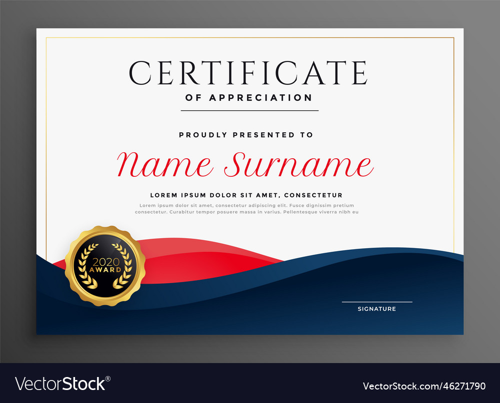 Elegant blue and red diploma certificate template Vector Image