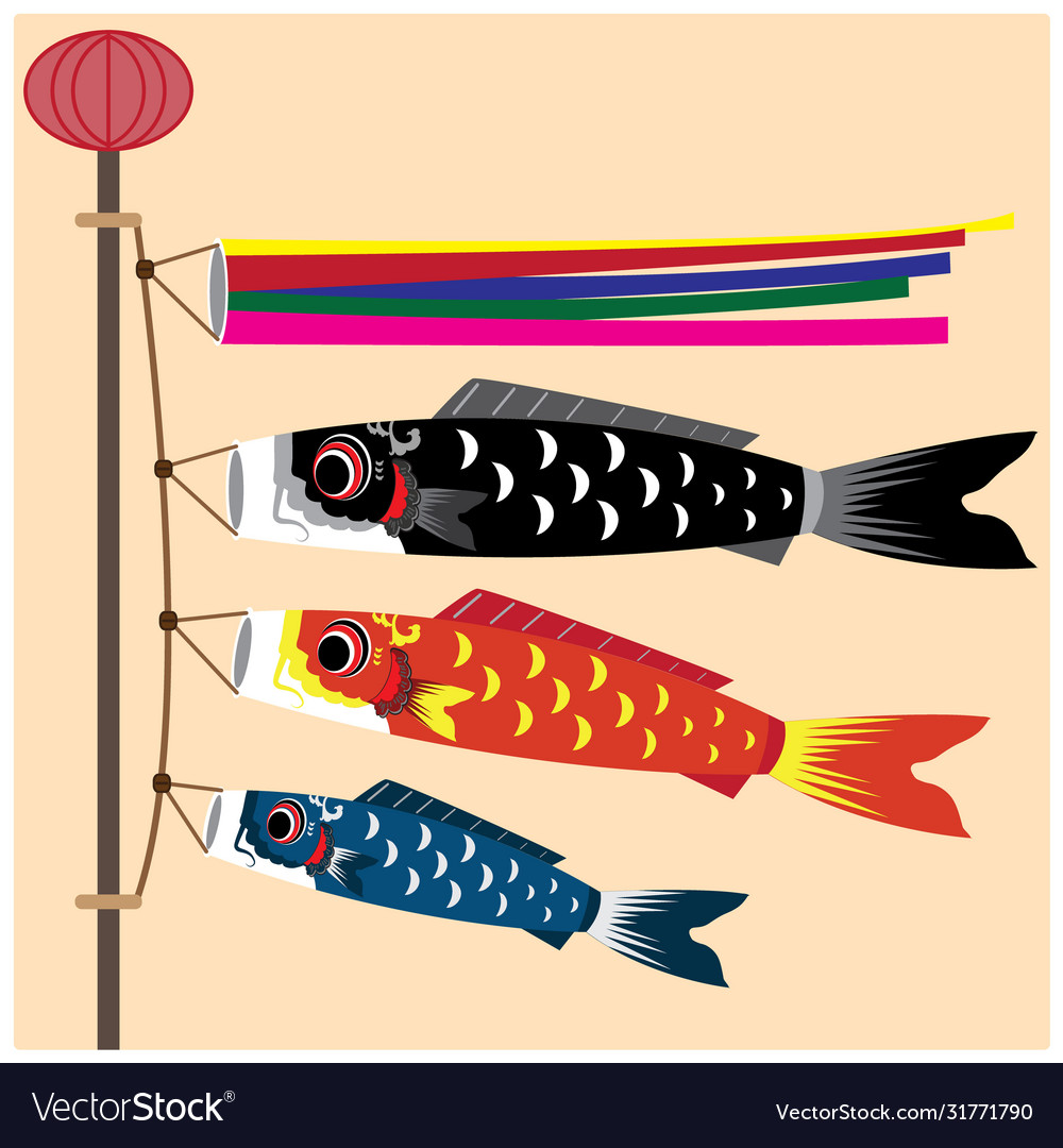 Fish koi flags japanese koinobori Royalty Free Vector Image