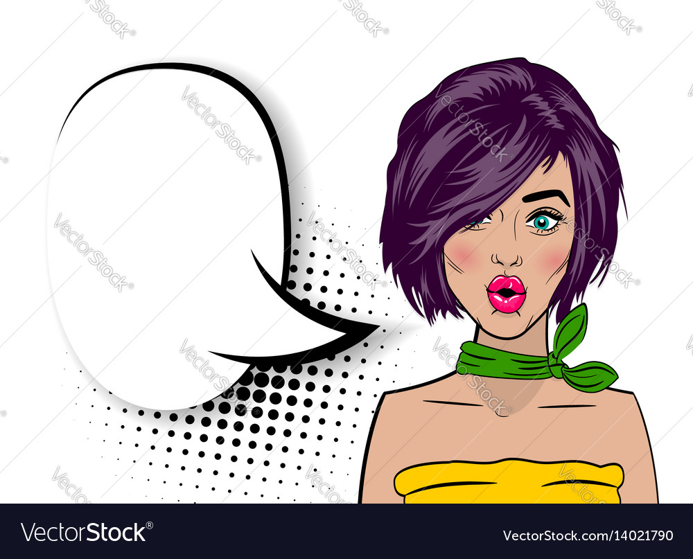 Pop Art Cartoon Comic Sexy Surprised Woman Vector Image 