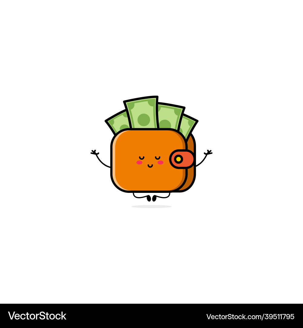 Cute funny purse expression character hand drawn Vector Image