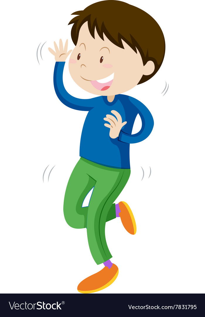 Little boy in blue dancing Royalty Free Vector Image