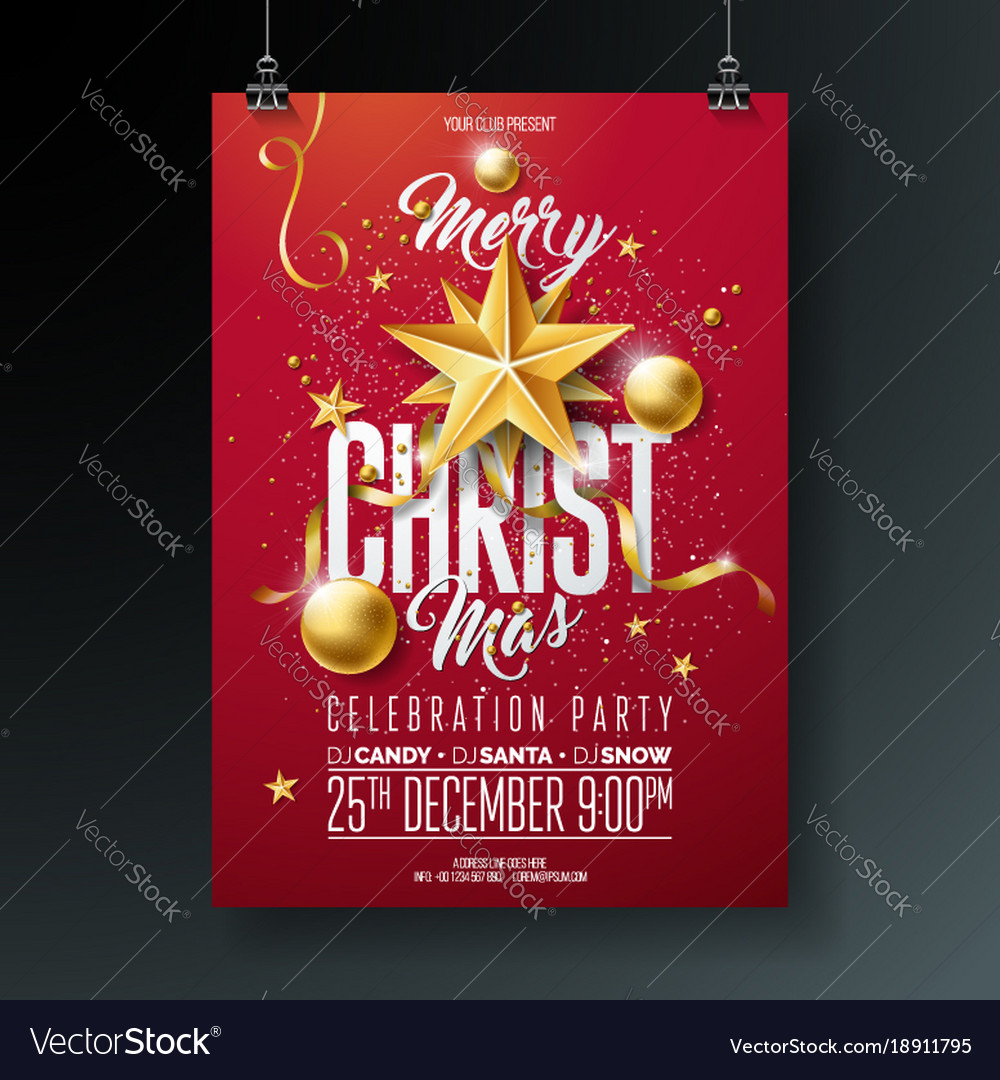 merry christmas party flyer royalty free vector image