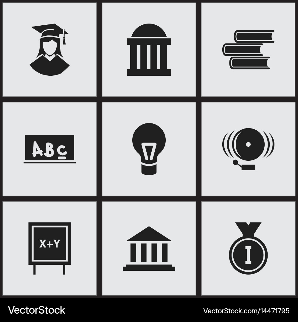 Set of 9 editable graduation icons includes Vector Image