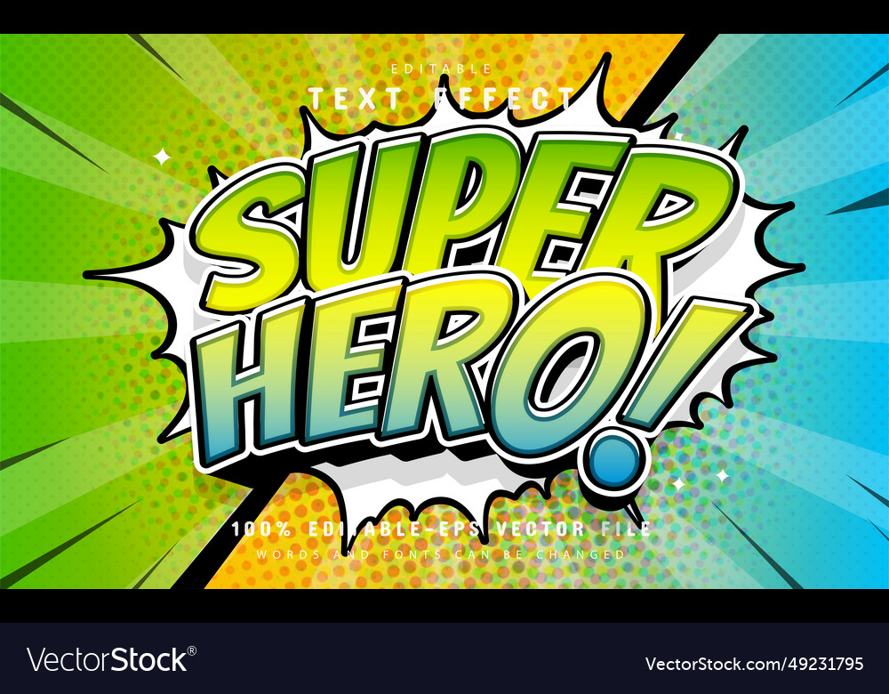 Super hero comic style text effect Royalty Free Vector Image