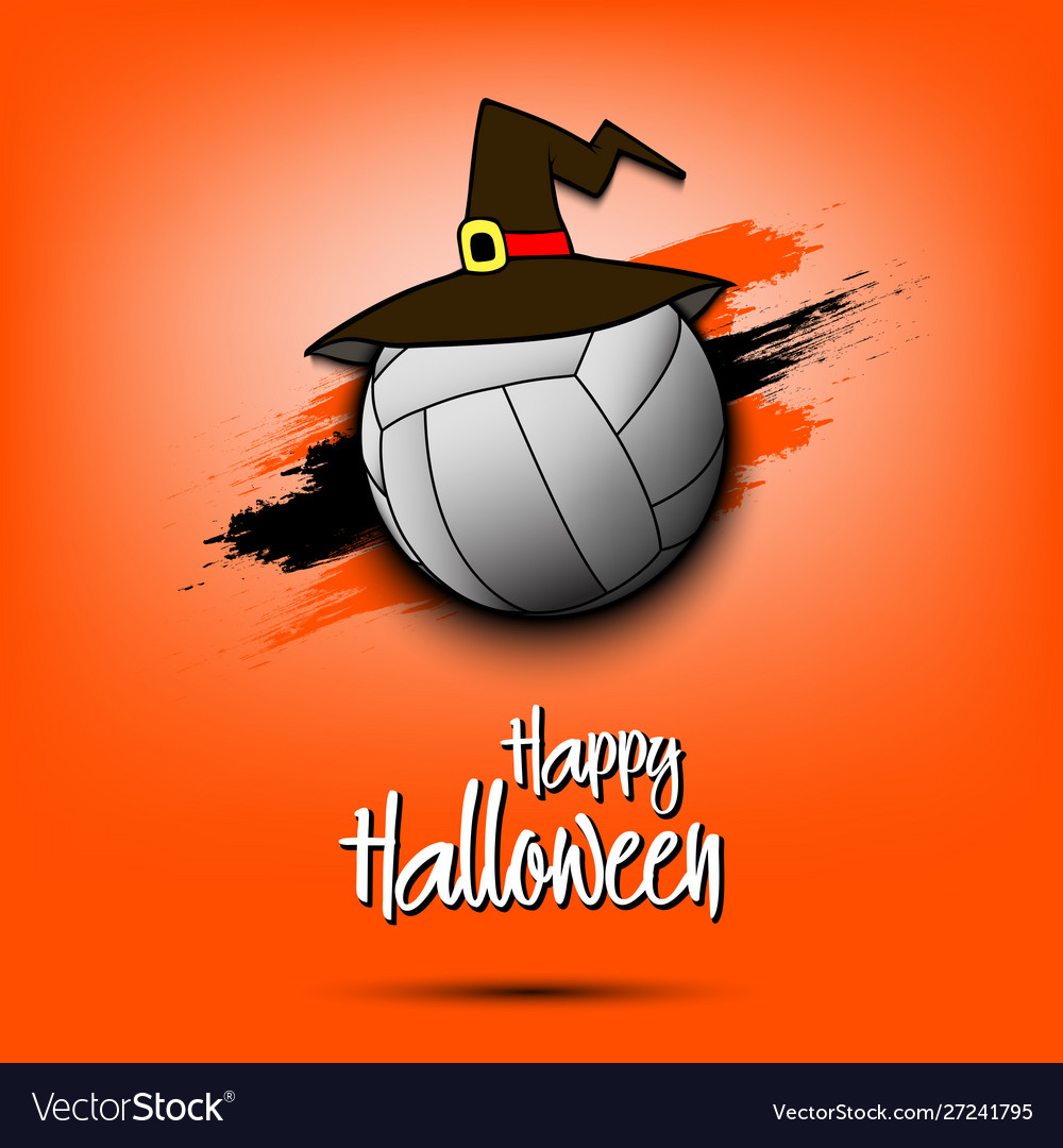 Volleyball Ball With Witch Hat And Happy Halloween