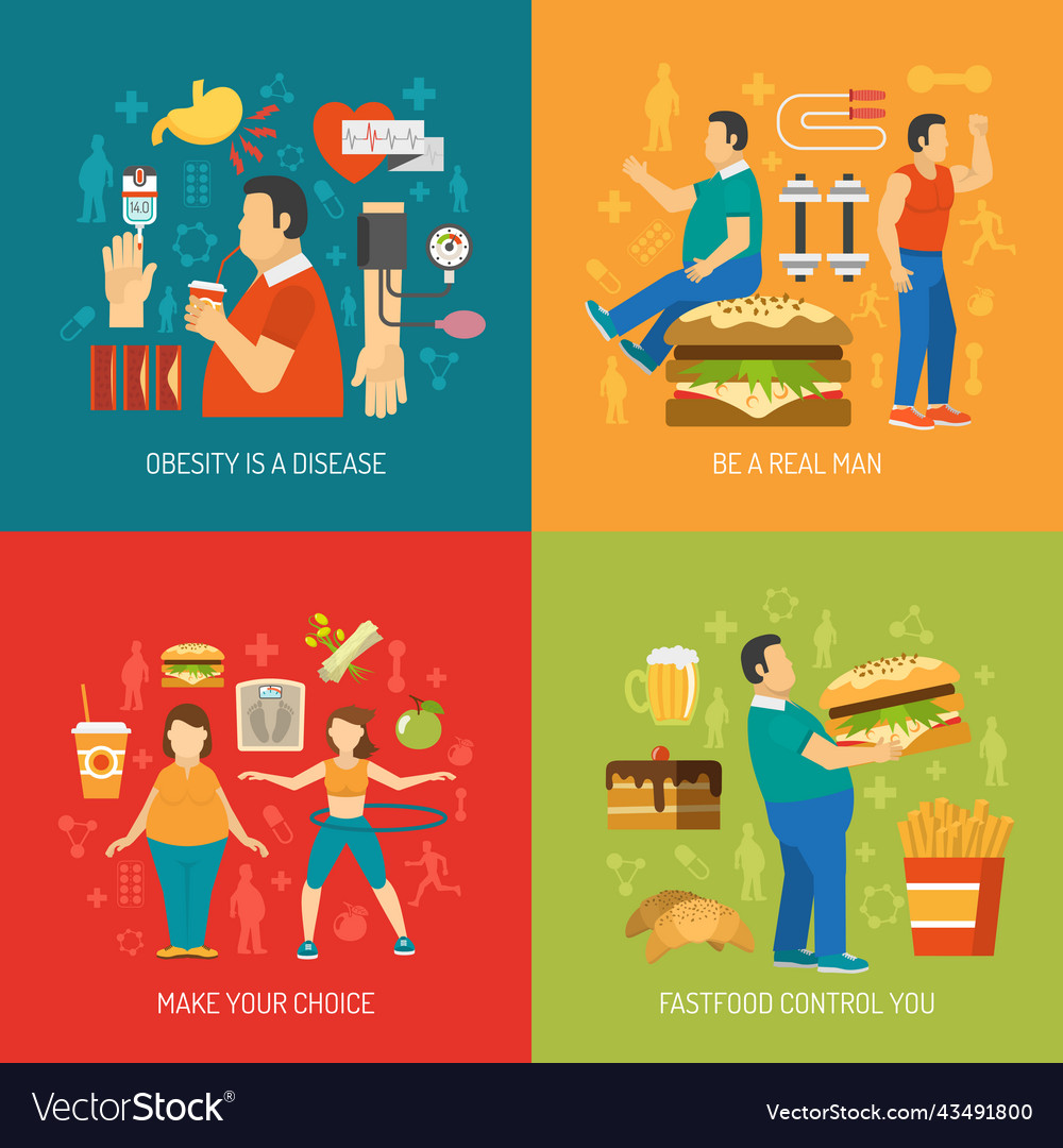 Obesity concept flat Royalty Free Vector Image