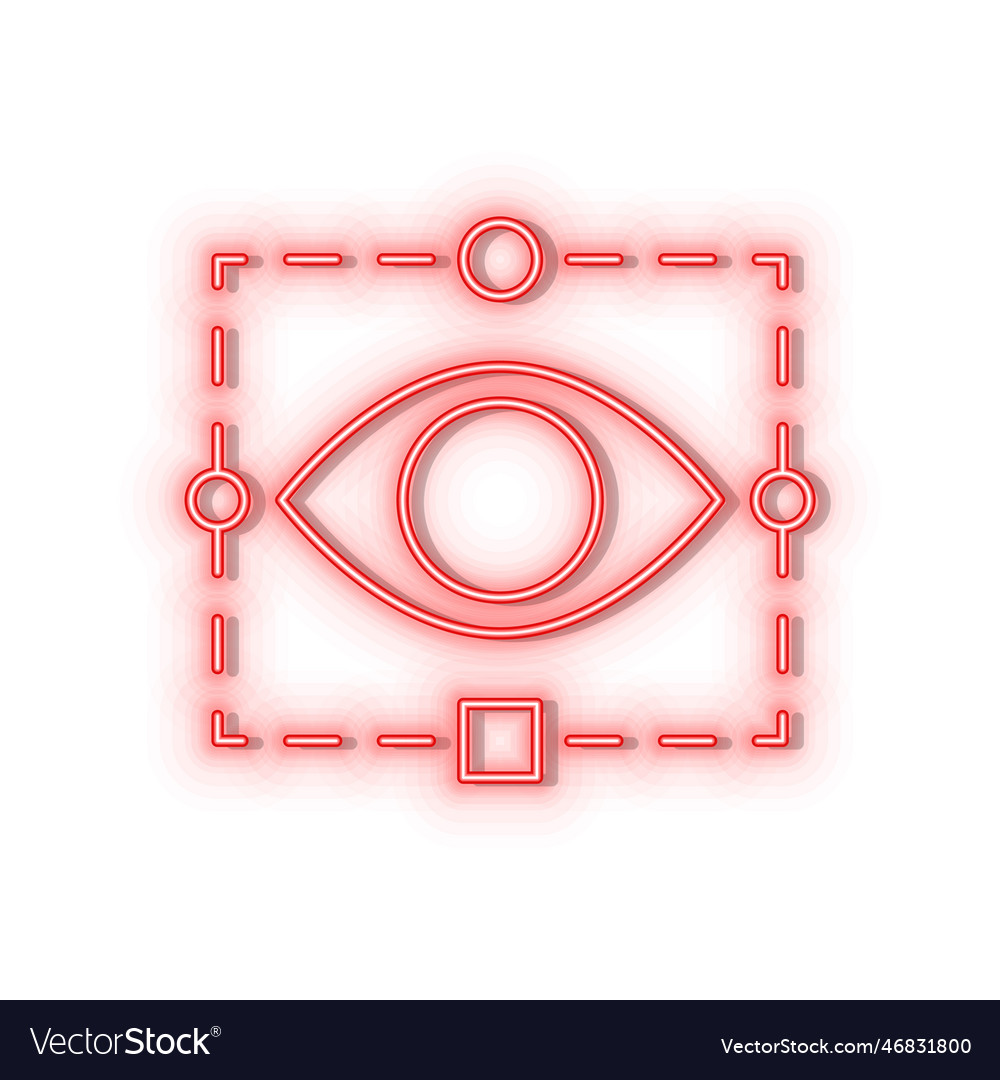 Retro style red neon icon retina tech eye red Vector Image