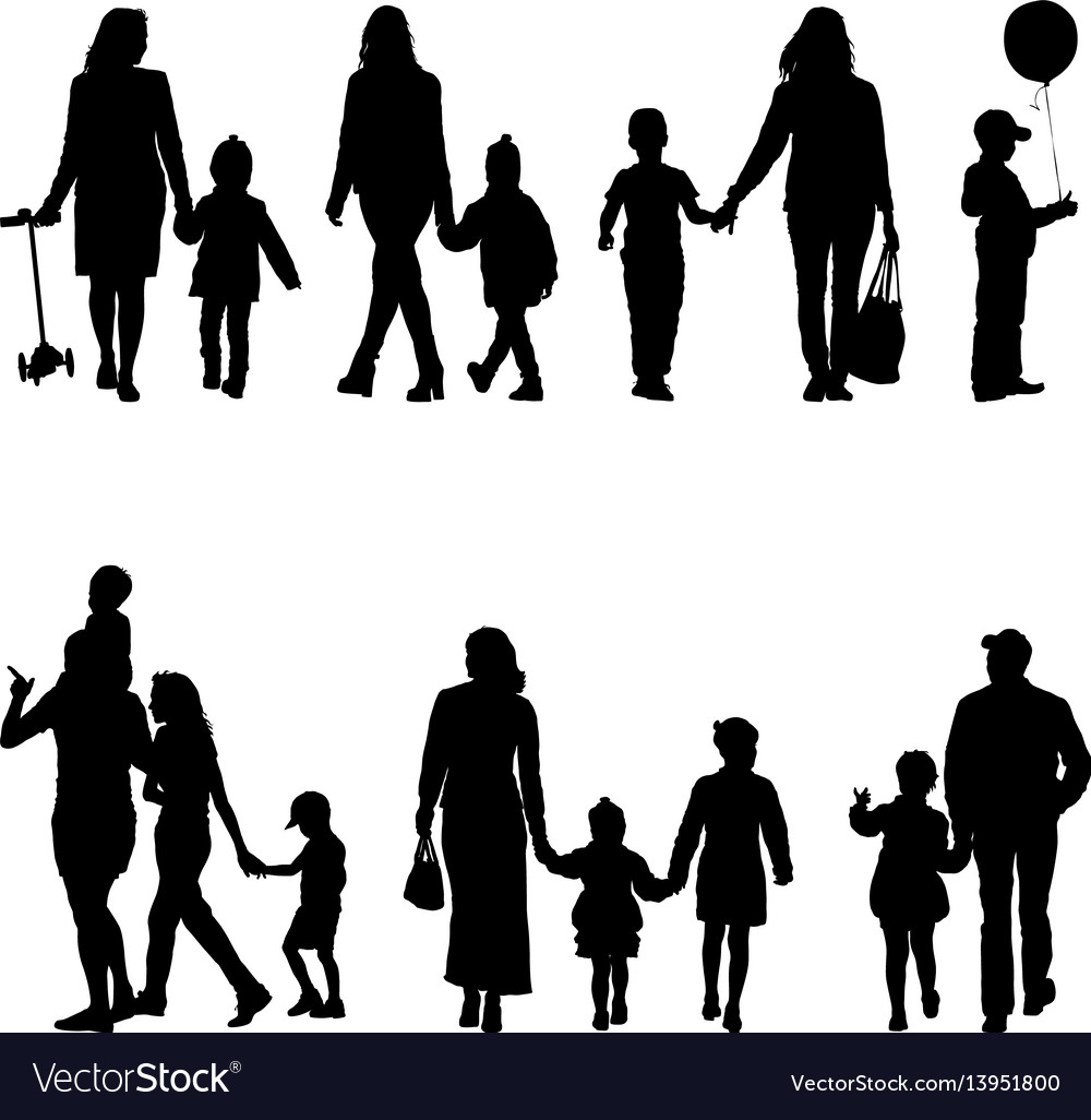 Set silhouette of happy family on a white Vector Image