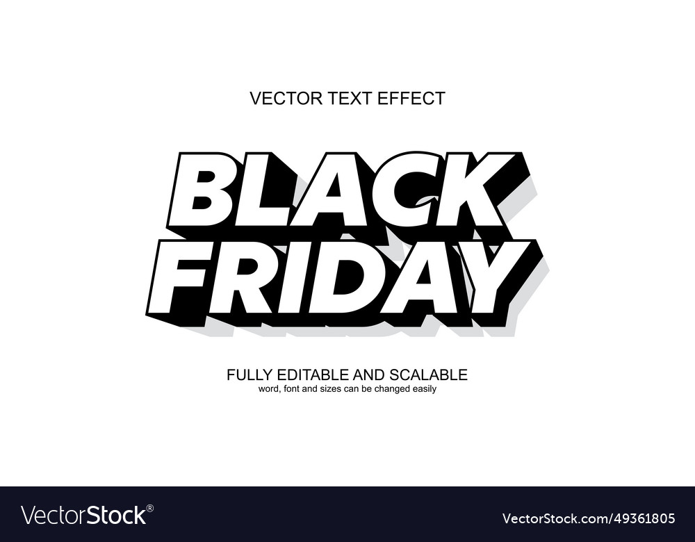 3d text effect black friday editable Royalty Free Vector