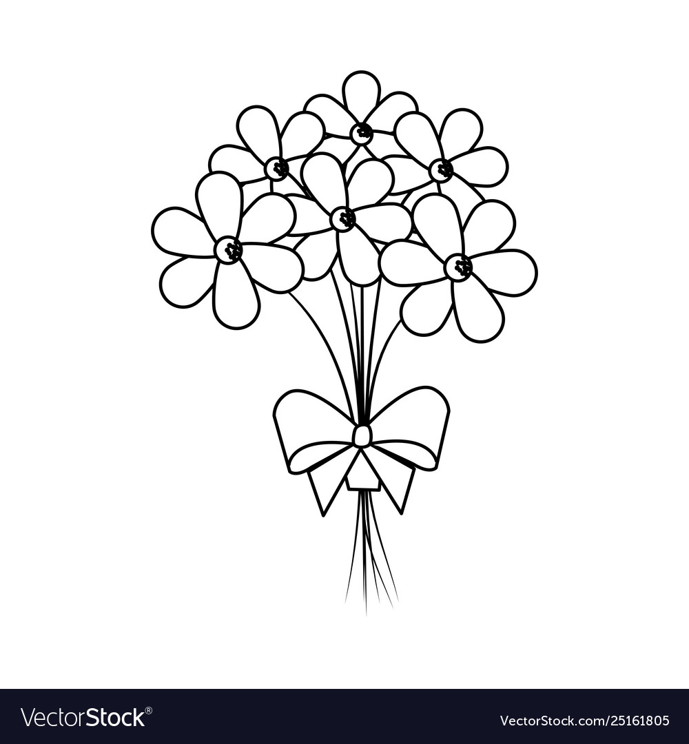 Beautiful flowers bouquet with bowtie Royalty Free Vector