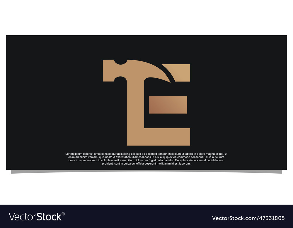 Creative initial letter e with hammer logo design Vector Image