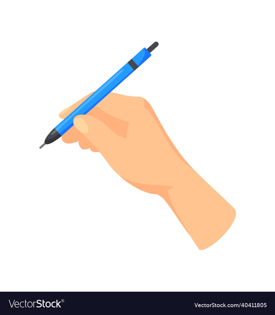 Hand writes in blue pen writing paper note Vector Image