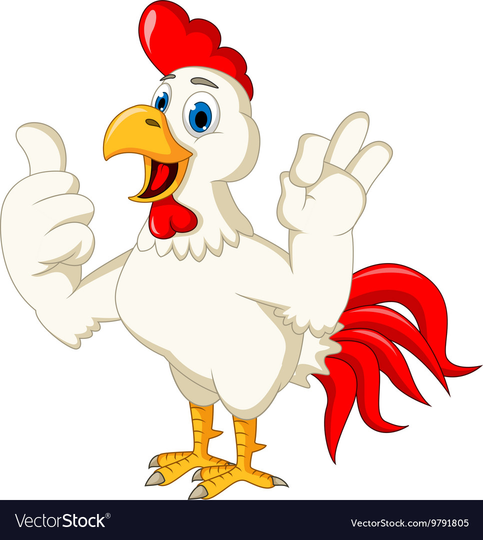 Happy cartoon rooster thumb up