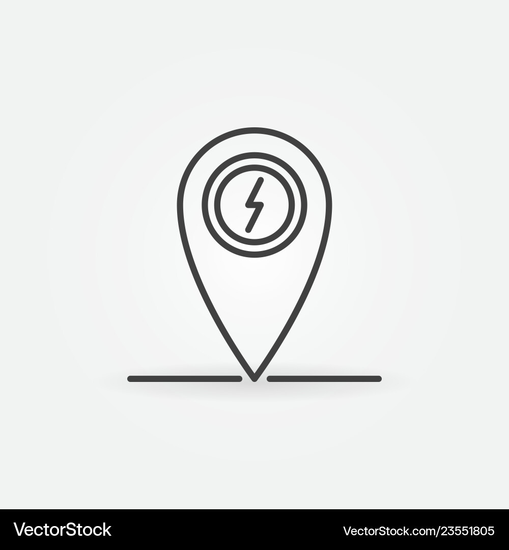 Map pointer with lightning outline icon Royalty Free Vector