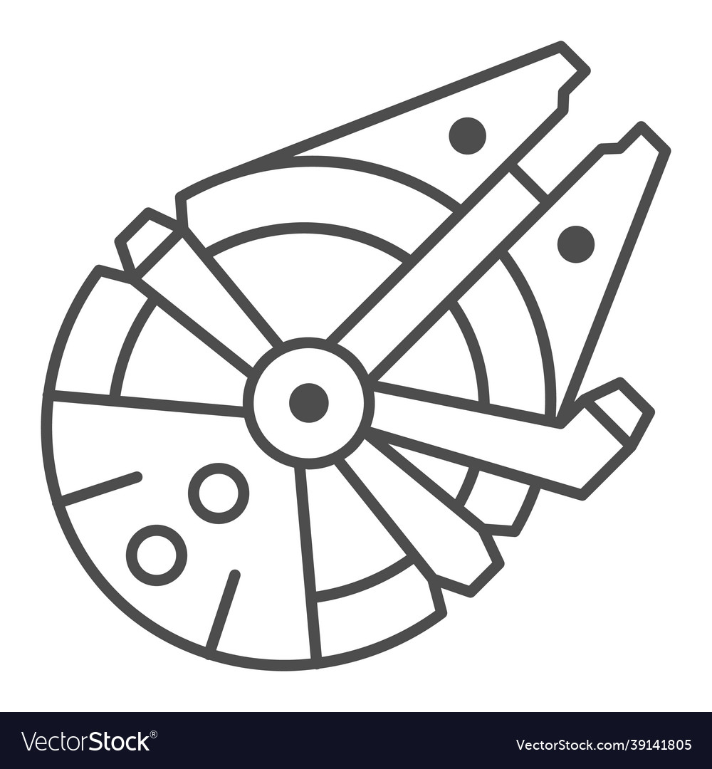 Millennium falcon light freighter thin line icon Vector Image