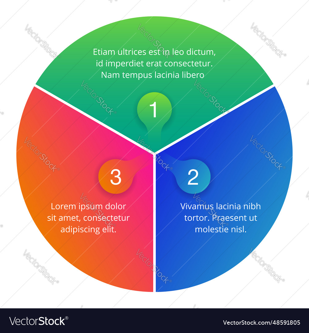 Three segments infographics template Royalty Free Vector