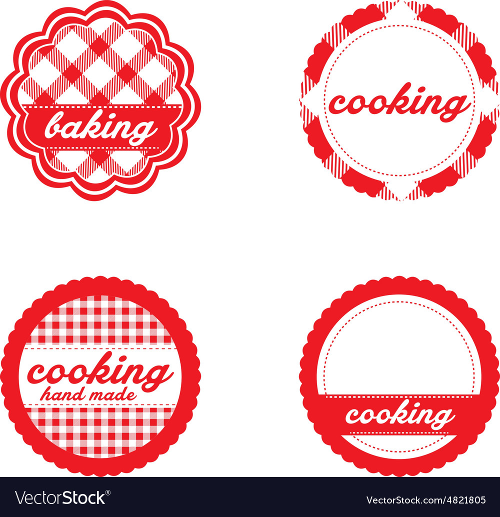 Vintage retro bakery labels red gingham