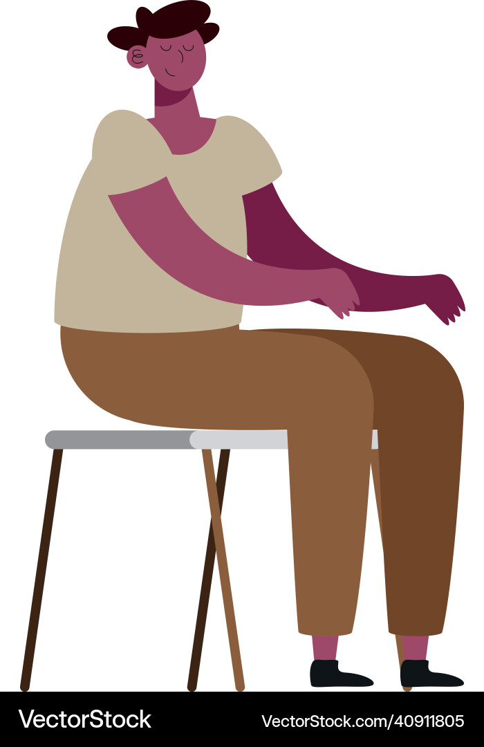 Young Man Seated In Chair Royalty Free Vector Image