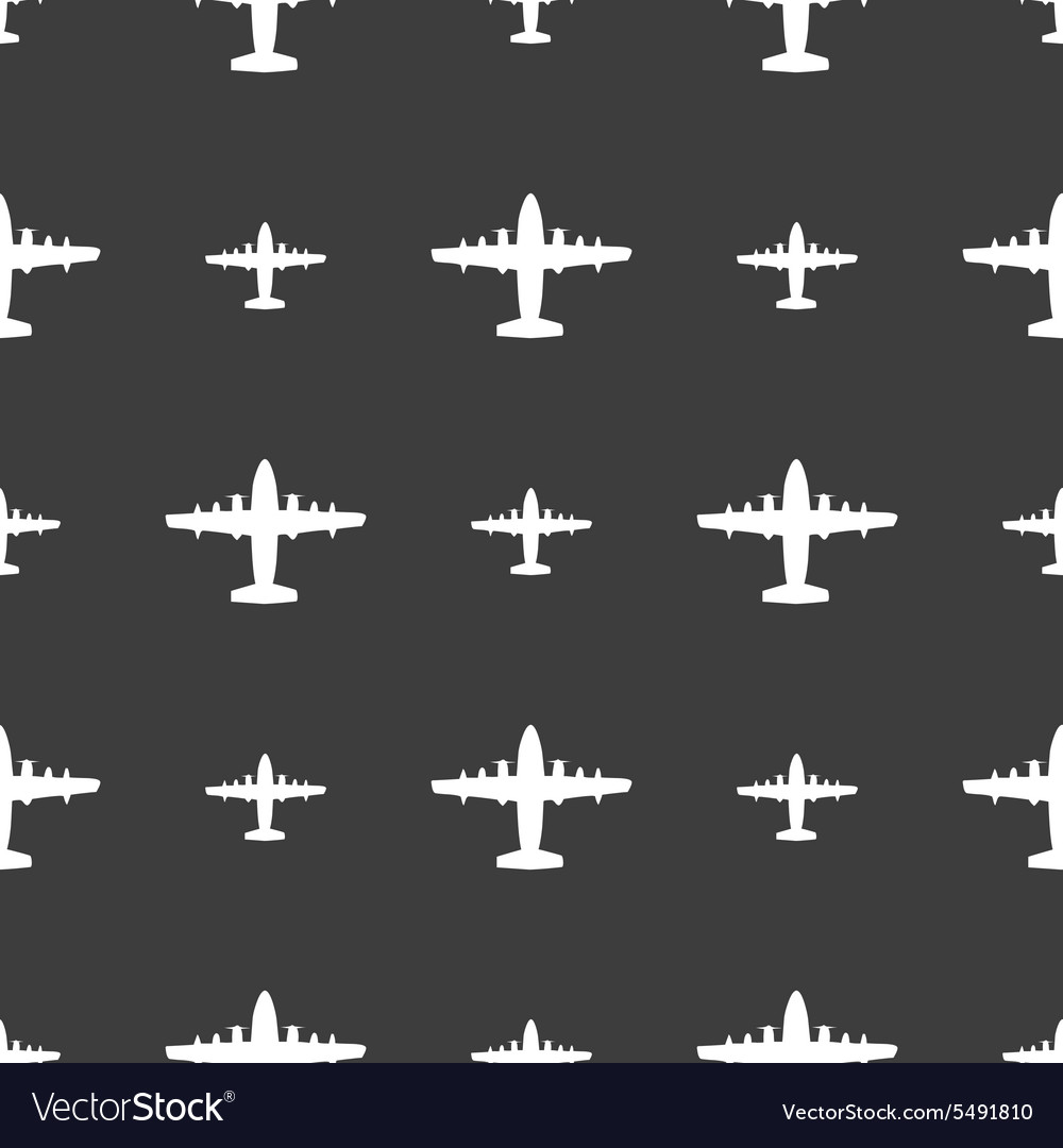 Aircraft icon sign Seamless pattern on a gray Vector Image