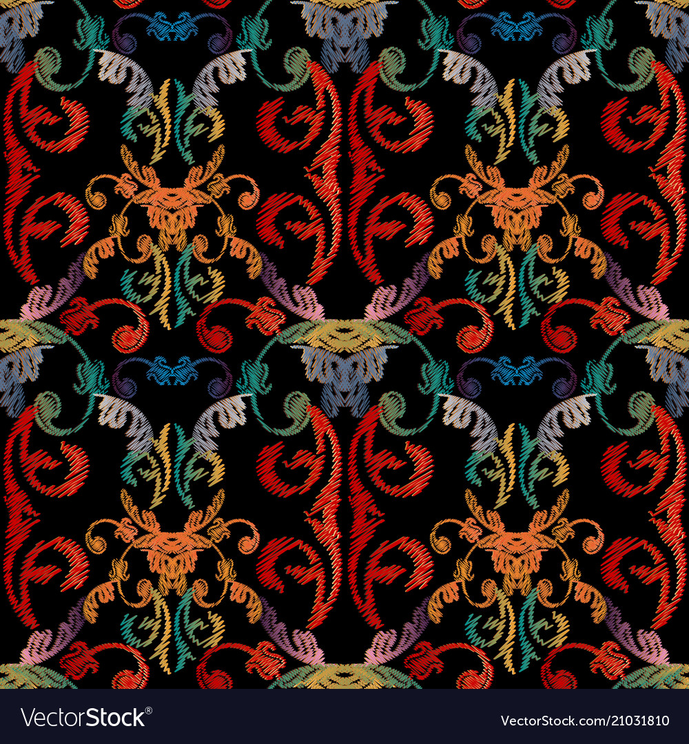 baroque floral embroidery seamless