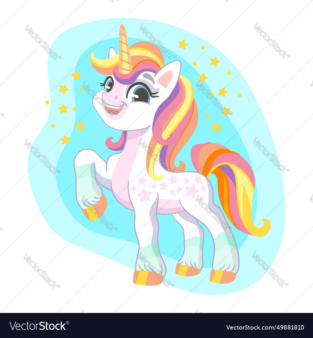 Cartoon unicorn with main Royalty Free Vector Image