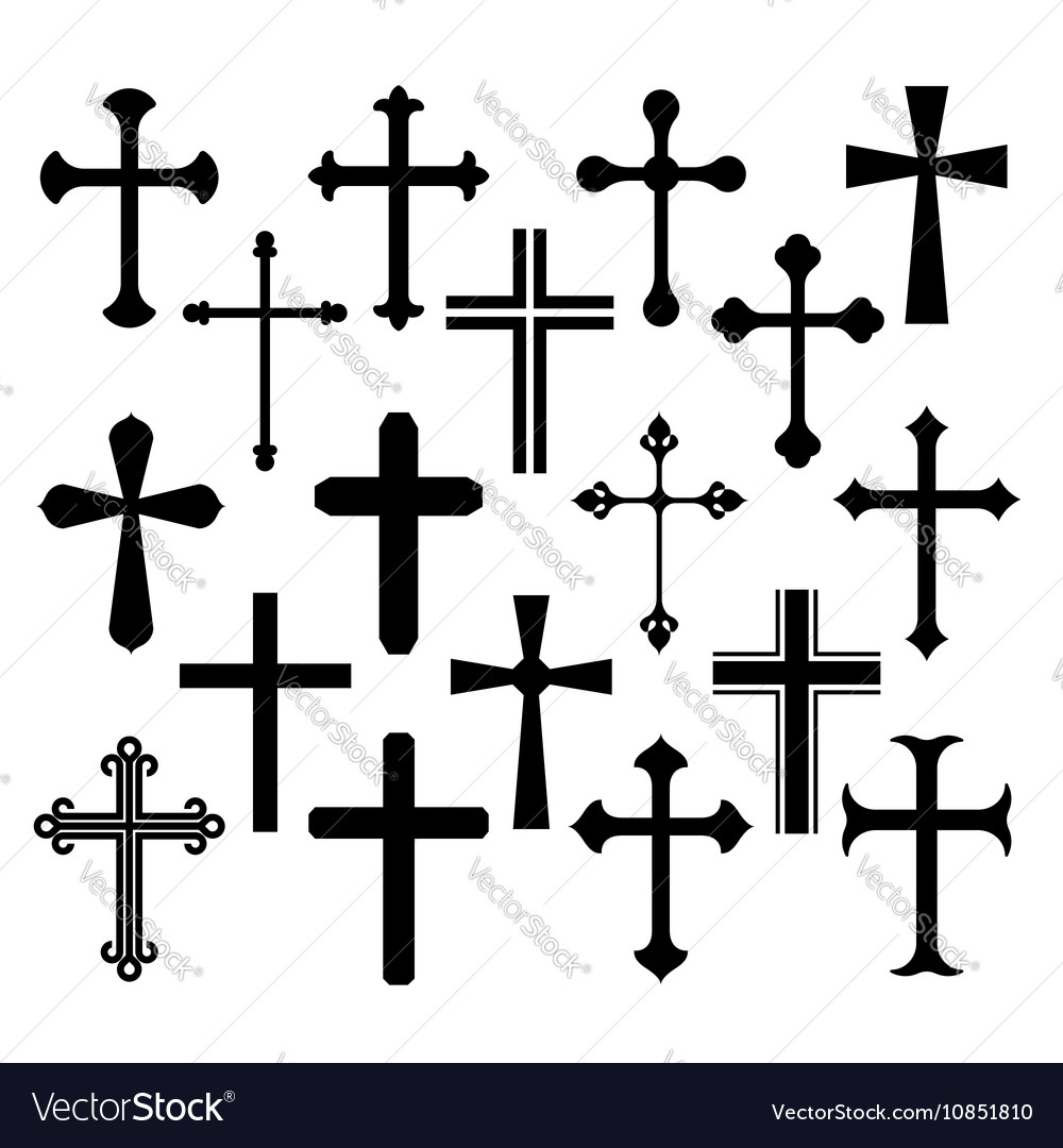 Christian cross icons set on white background Vector Image