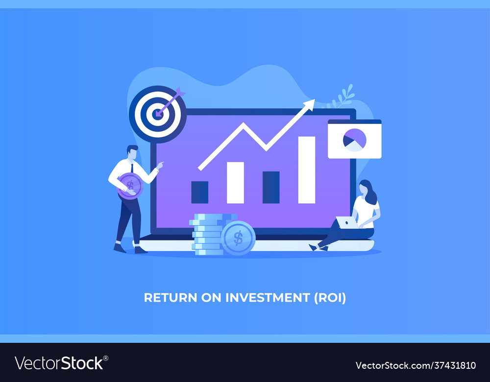 Flat return on investment concept Royalty Free Vector Image