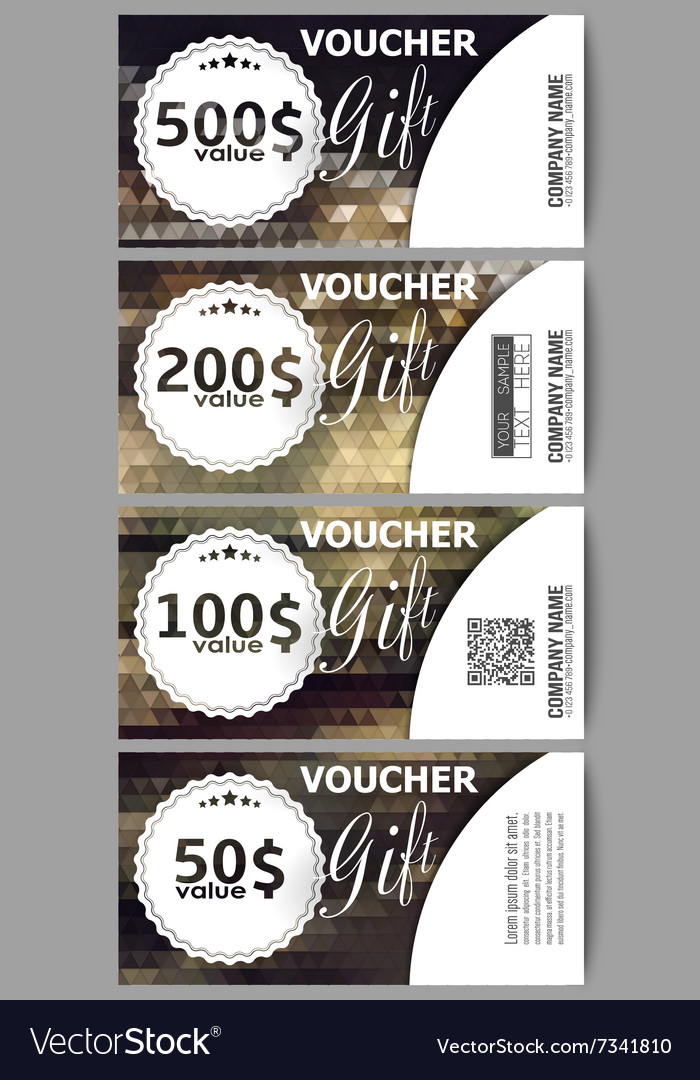 Set of modern gift voucher templates polygonal Vector Image