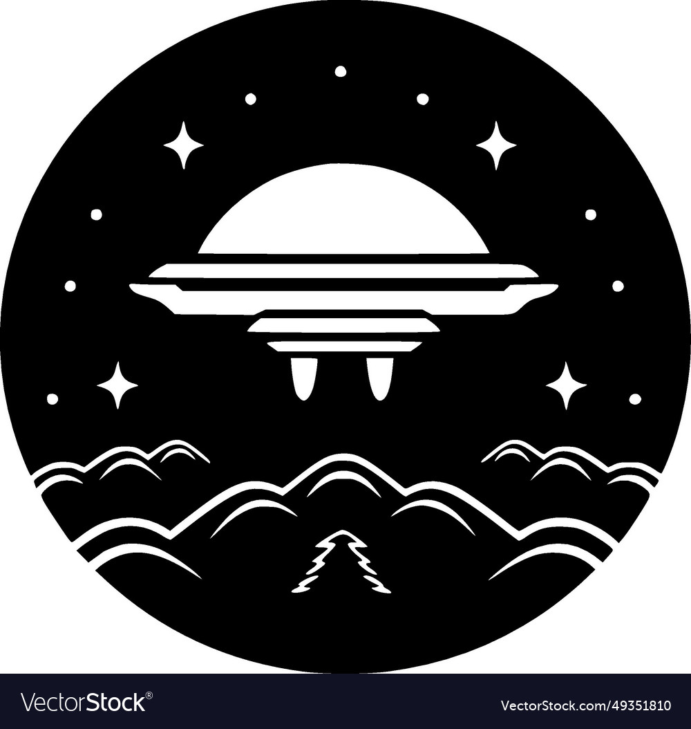 Ufo - black and white isolated icon Royalty Free Vector