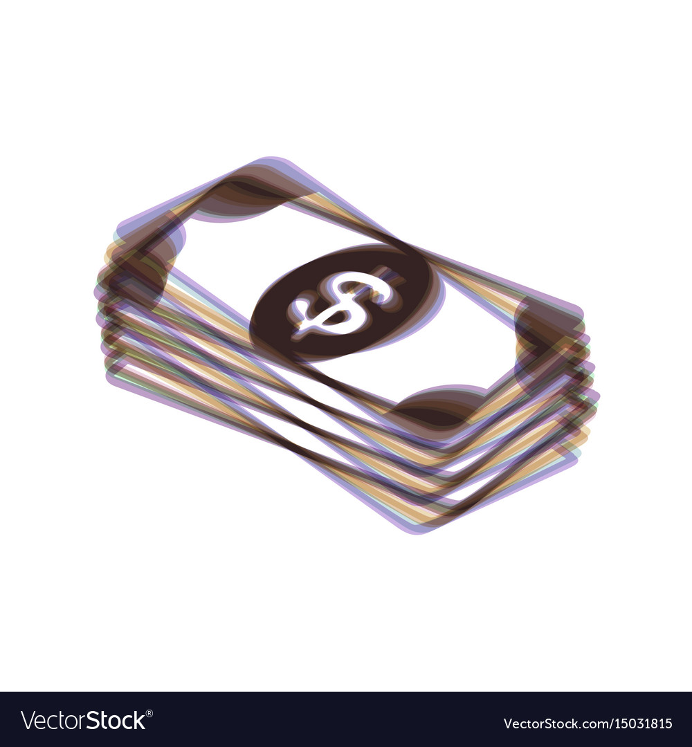 Bank Note Dollar Sign Colorful Icon Royalty Free Vector