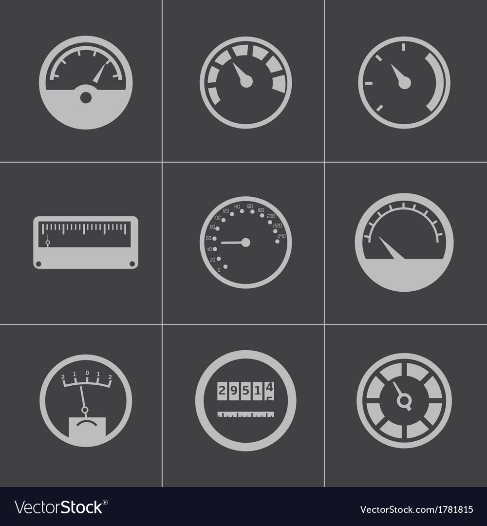 Black meter icons set Royalty Free Vector Image