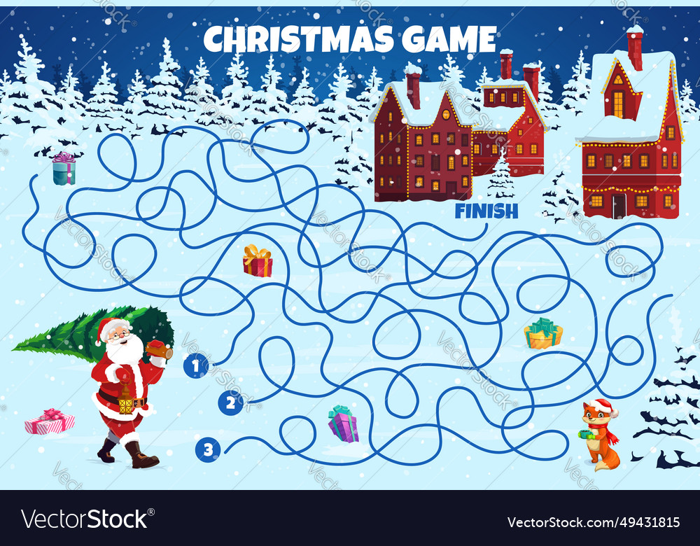 Christmas labyrinth maze for children fun riddle Vector Image