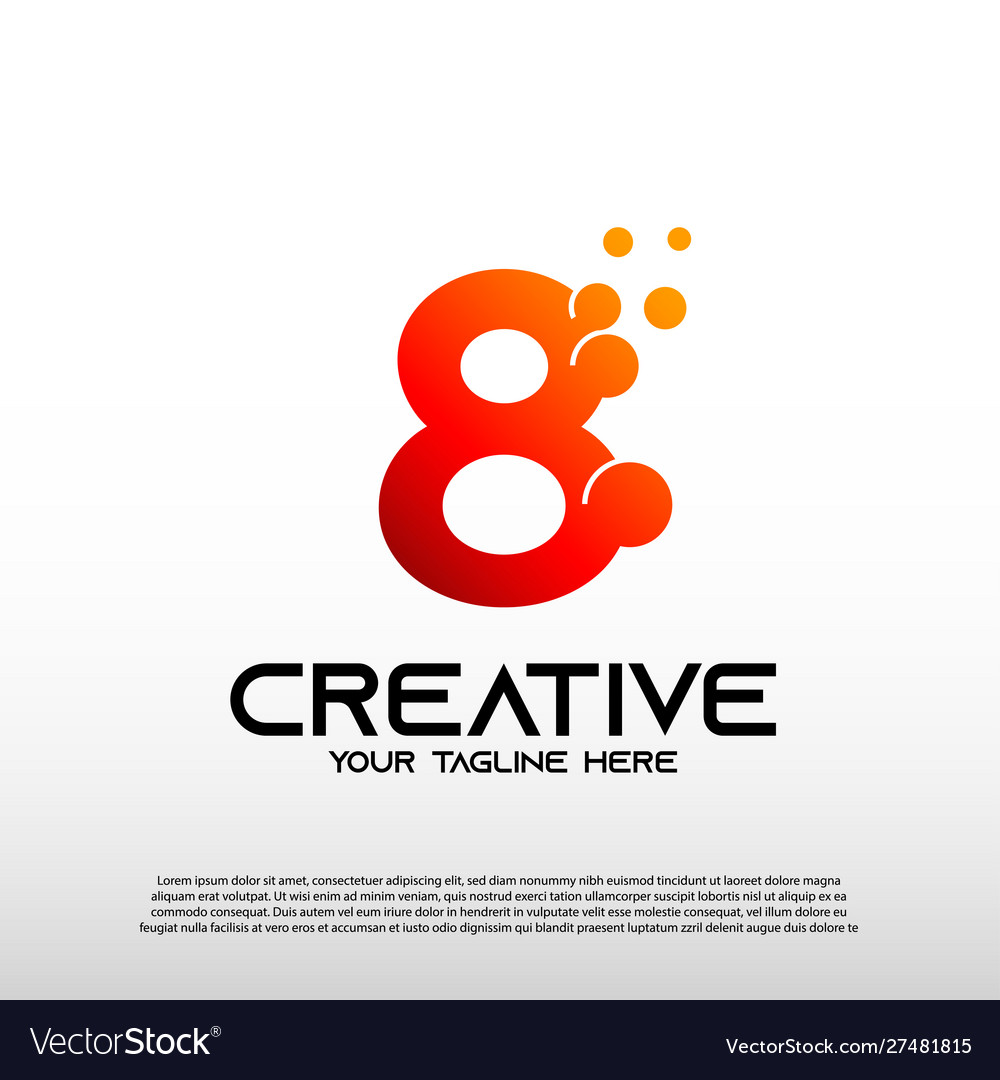 Creative logo with initial number eight 8 Vector Image