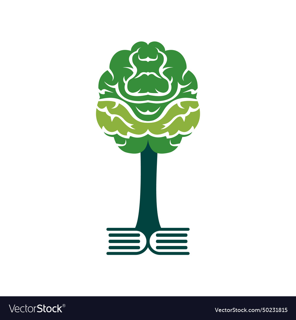 Education brain tree logo with book concept design