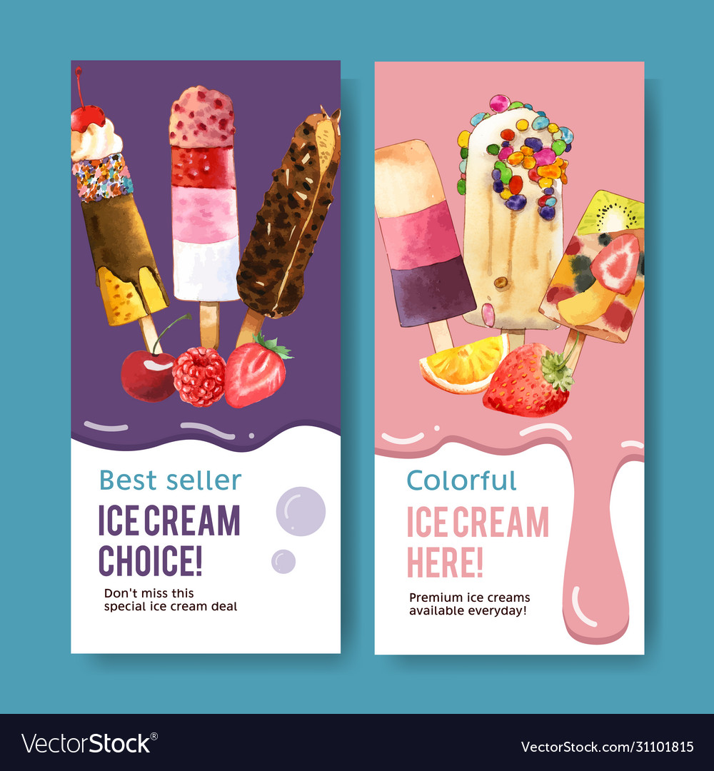 Ice cream flyer design with strawberry\
chocolate